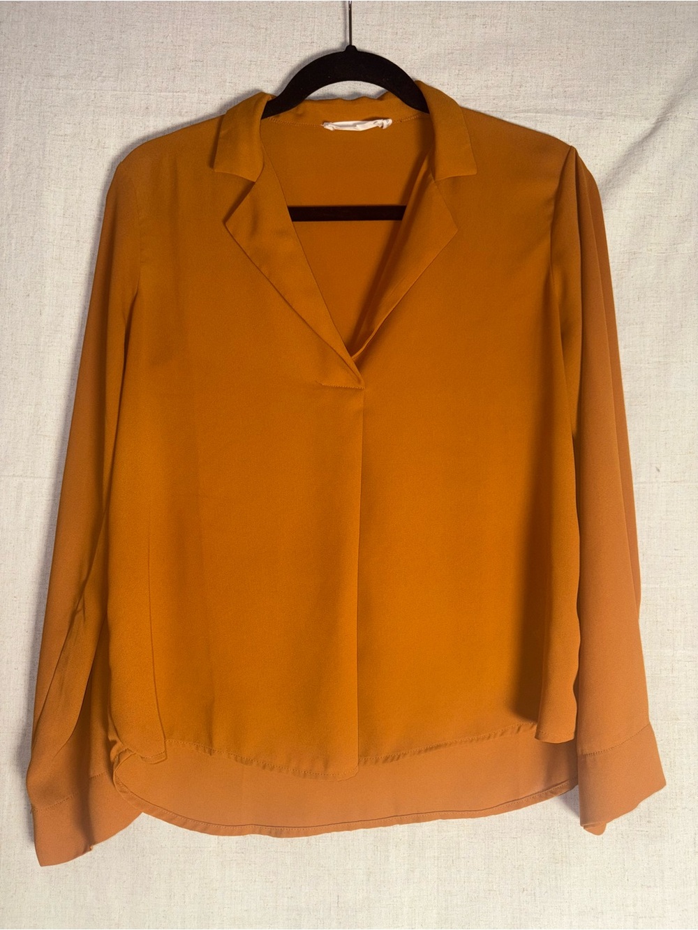 All in Favor Mustard V-Neck Notch Collar Blouse